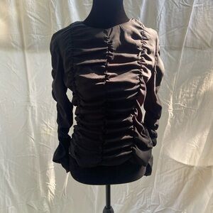Topshop Black Ruched Blouse